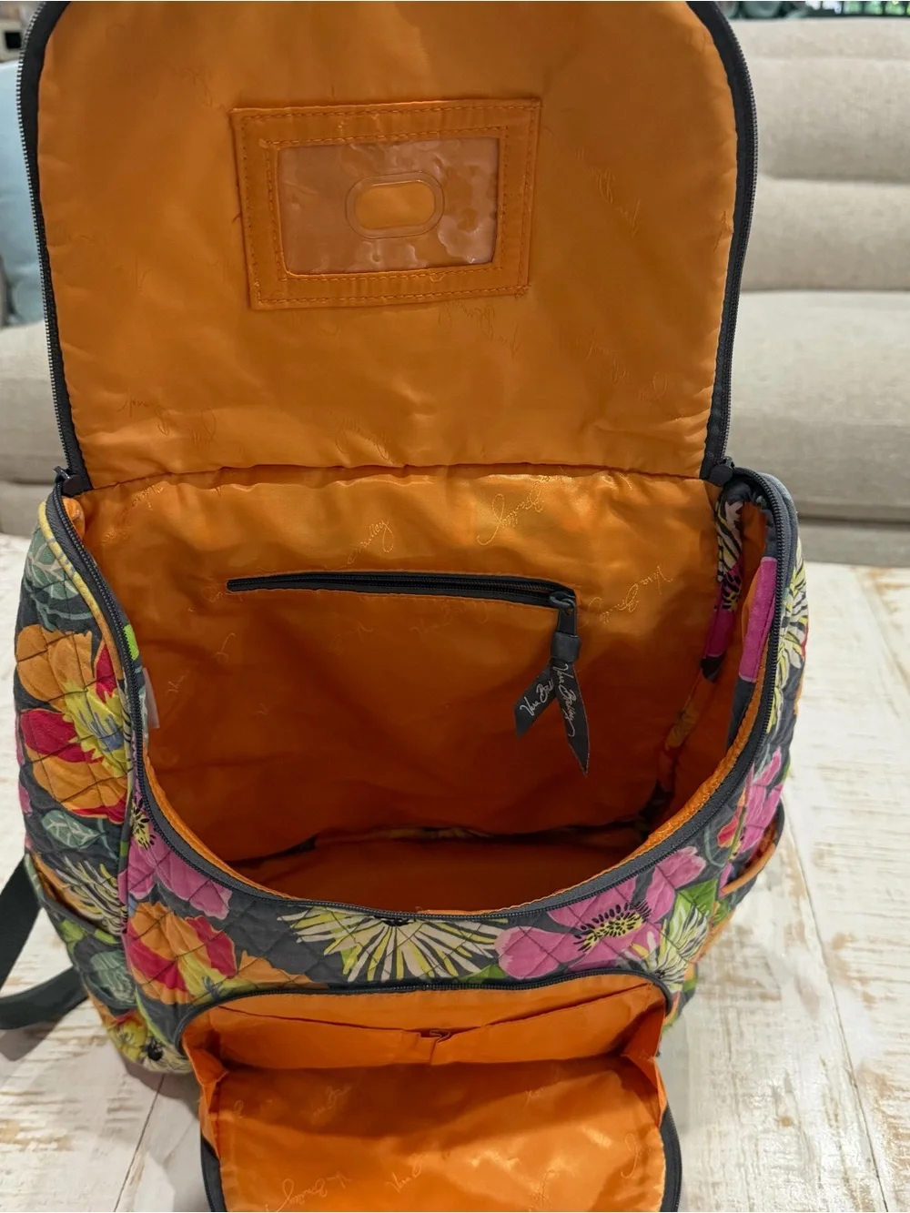 Vera Bradley Floral Quilted Backpack Pink, Yellow, Green, Orange in Jazzy Blooms